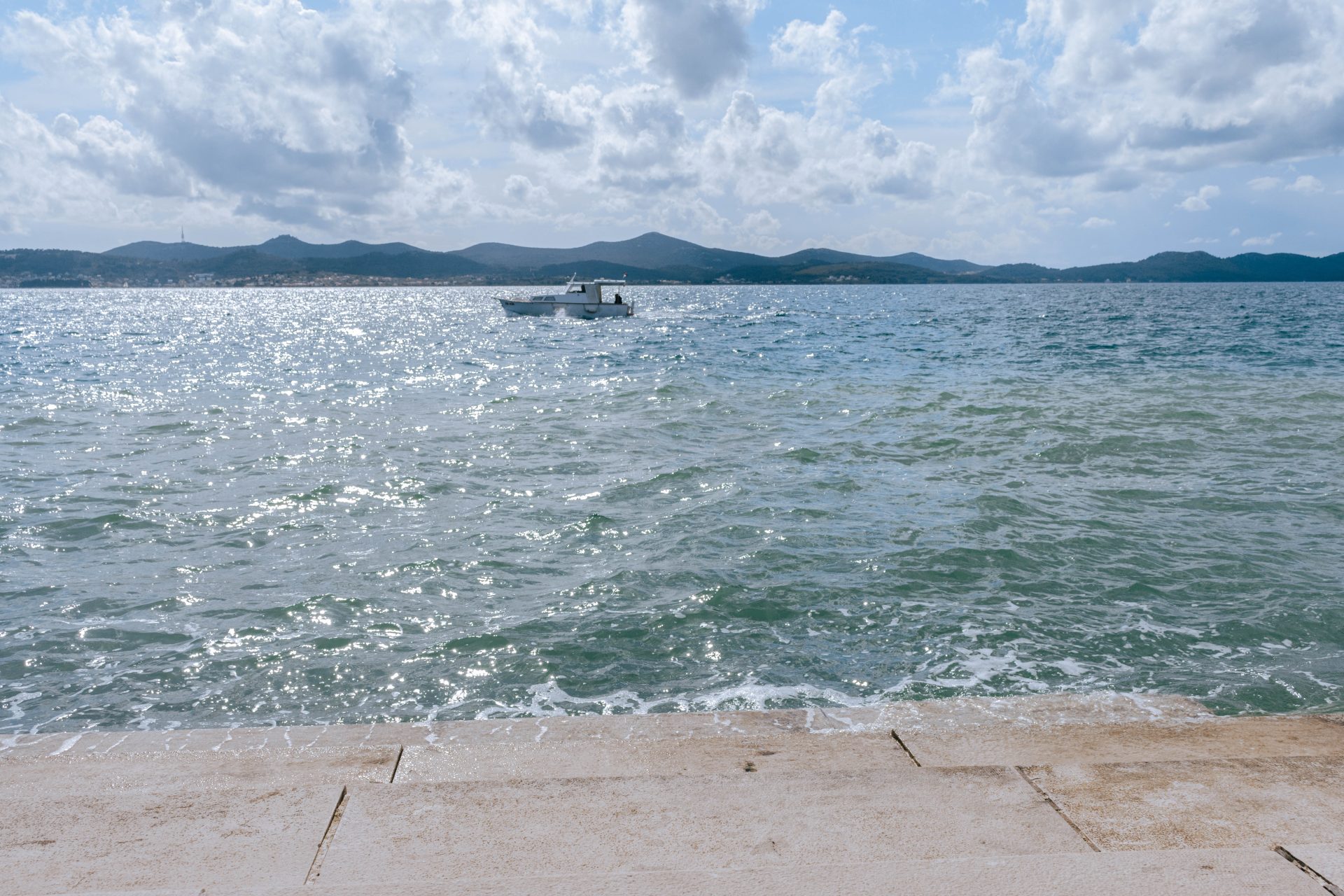 Photo on the staircase of the Sea Organ in Zadar, Croatia